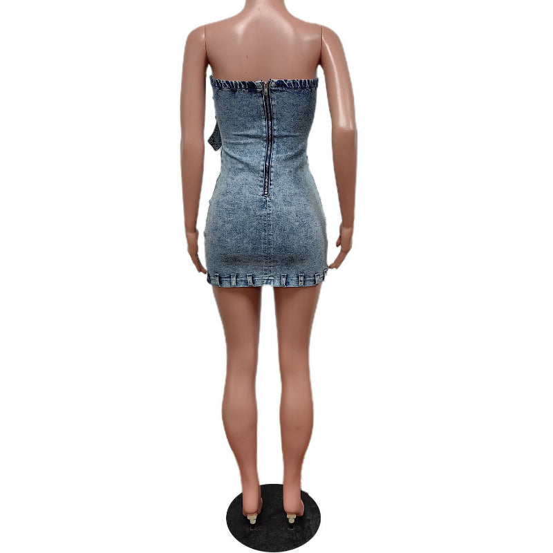 Strapless Slim-Fit 3D Pocket Dress