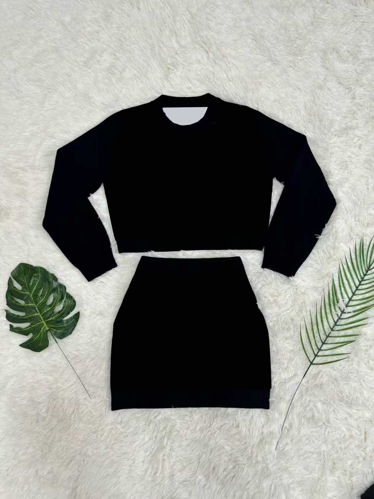 Sweater and Skirt Two-Piece Set