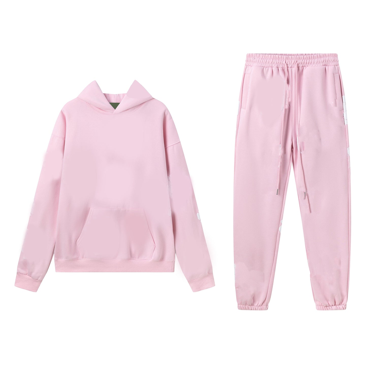 Women's Flower Fleece Sports Two Piece Suit