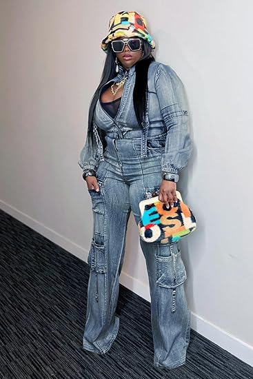 Long Sleeve Two Piece Denim Outfits