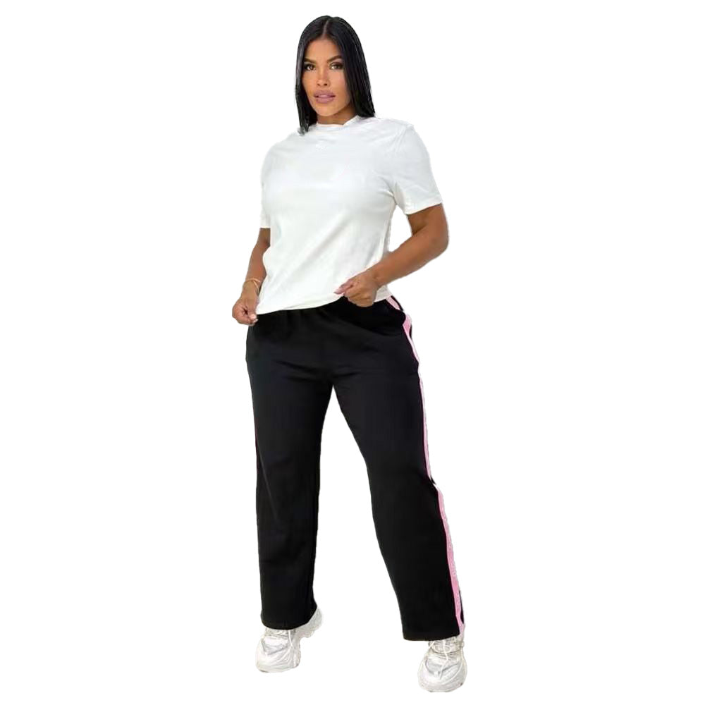 Casual Rhinestone-Embellished Tracksuit
