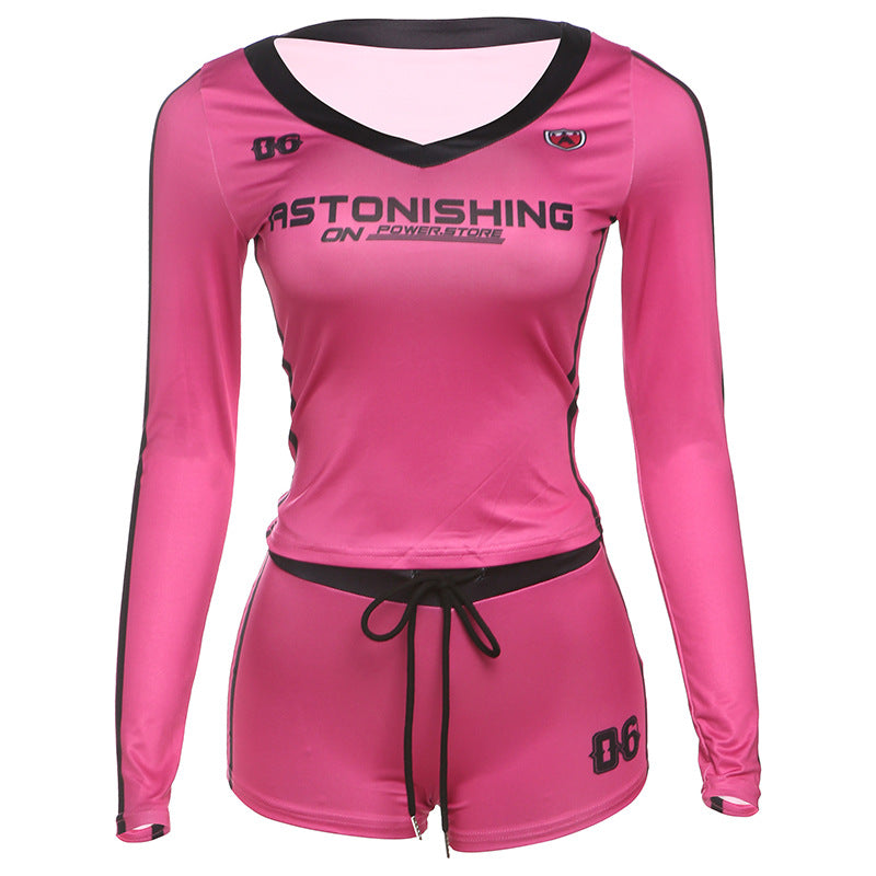 V-Neck High-Waisted Bodycon Pants Set