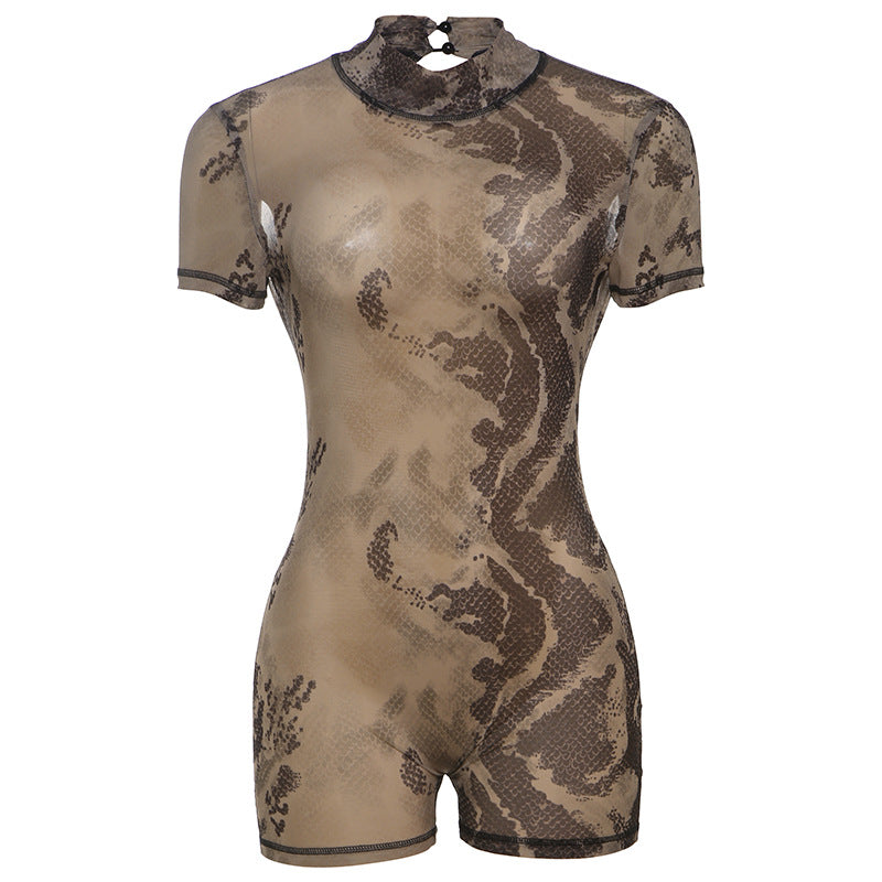 Mesh sexy hot girl high waisted backless jumpsuit