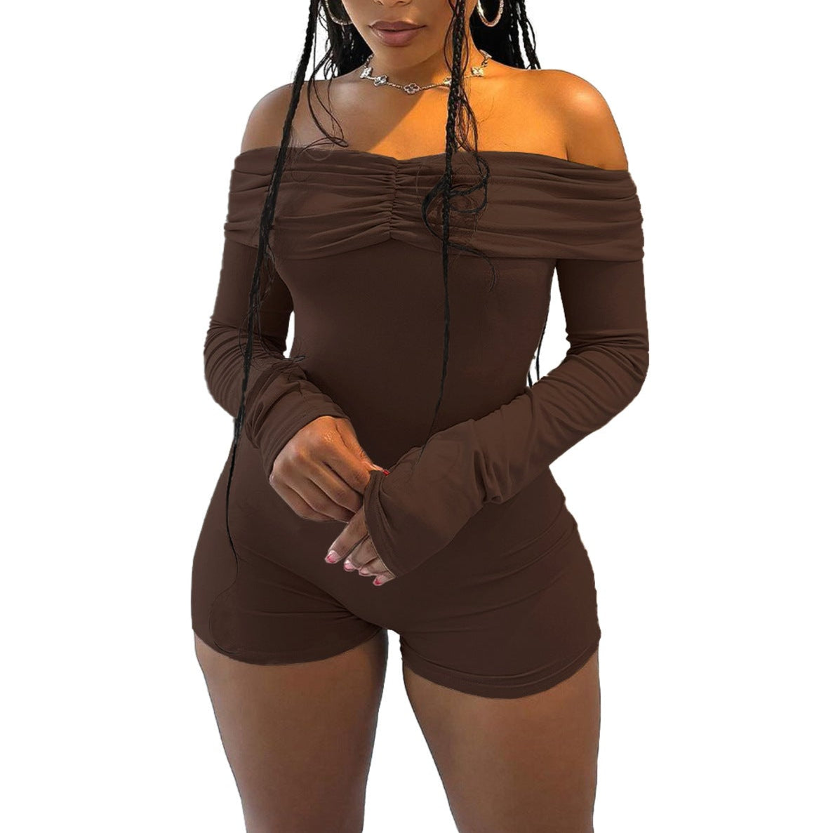 Boat-Neck Ruffled Jumpsuit