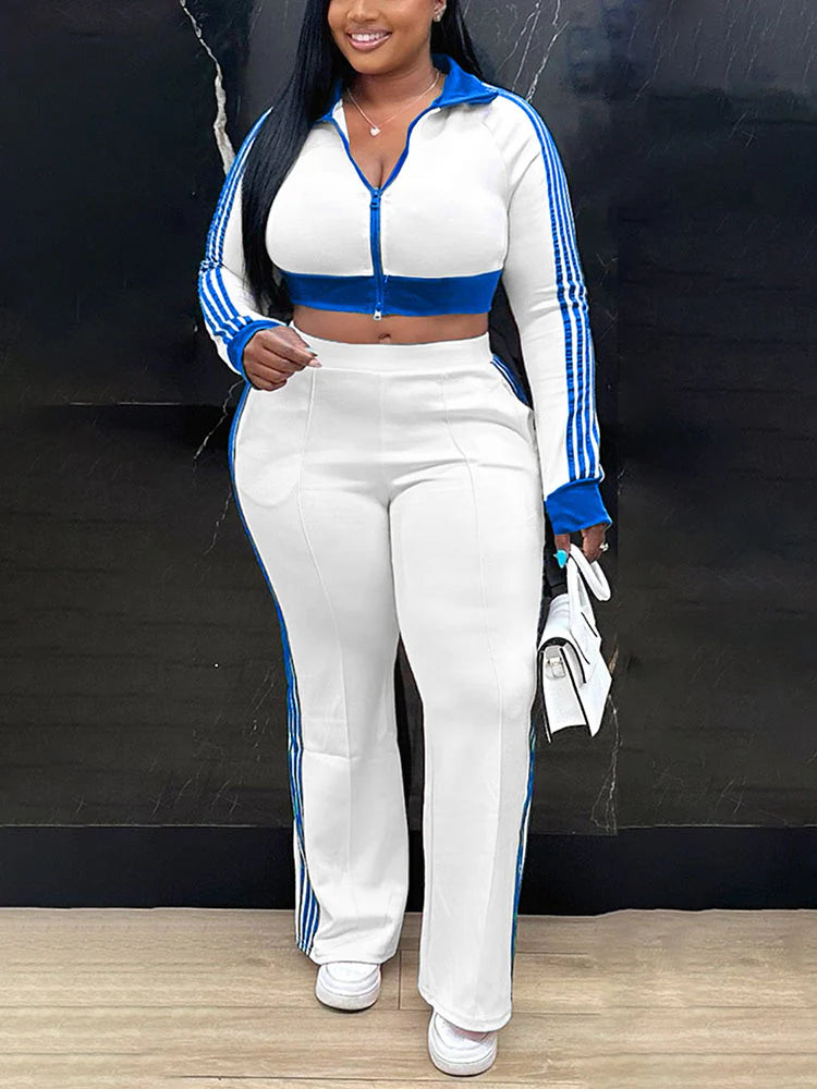 Striped Zip Jacket & Pants Set