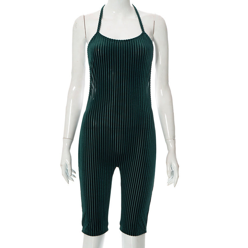 Strap Backless Ribbed Knit tube Rompe