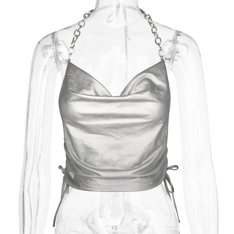 Color-Blocking Halter Crop Top