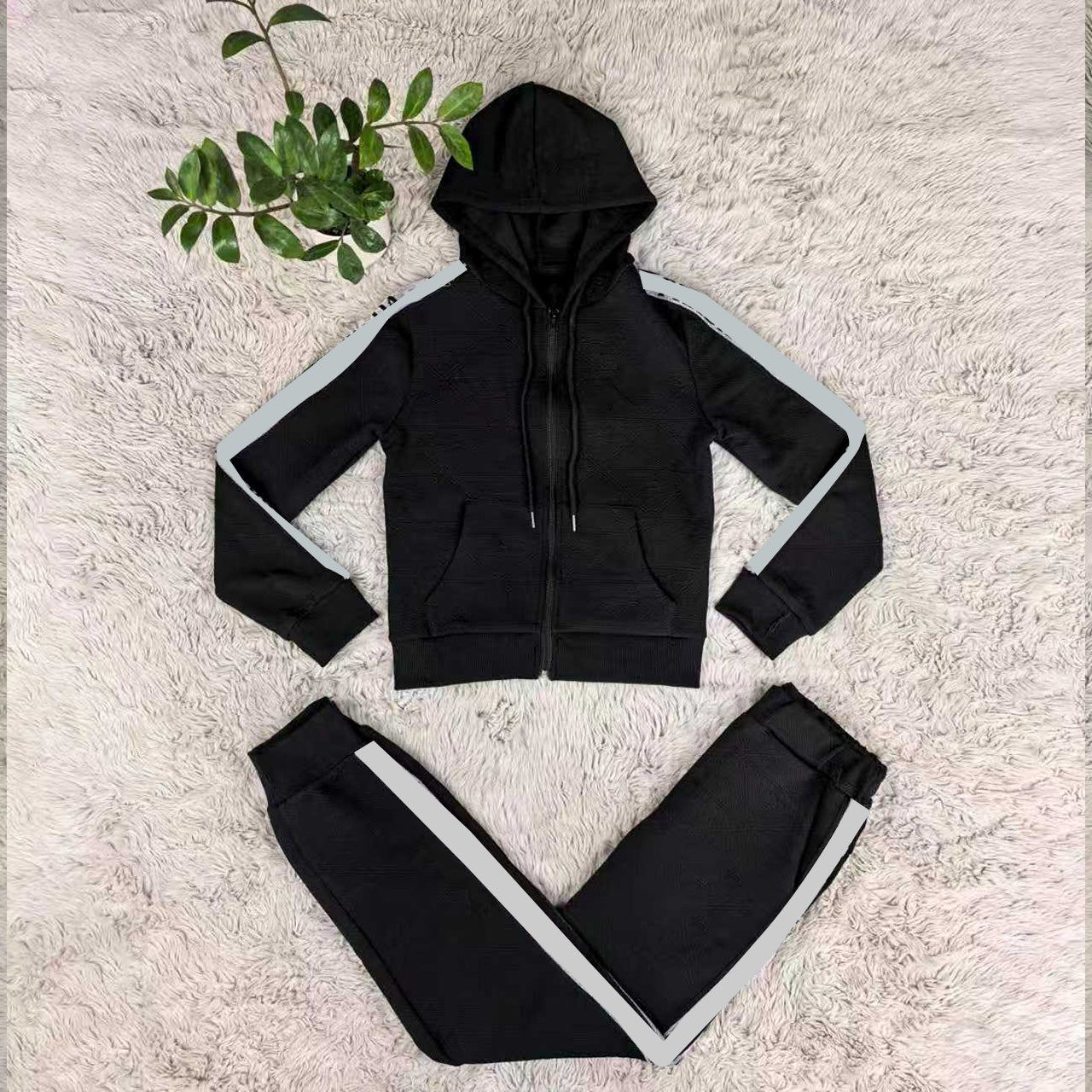 Jacquard Zippered Hooded Set