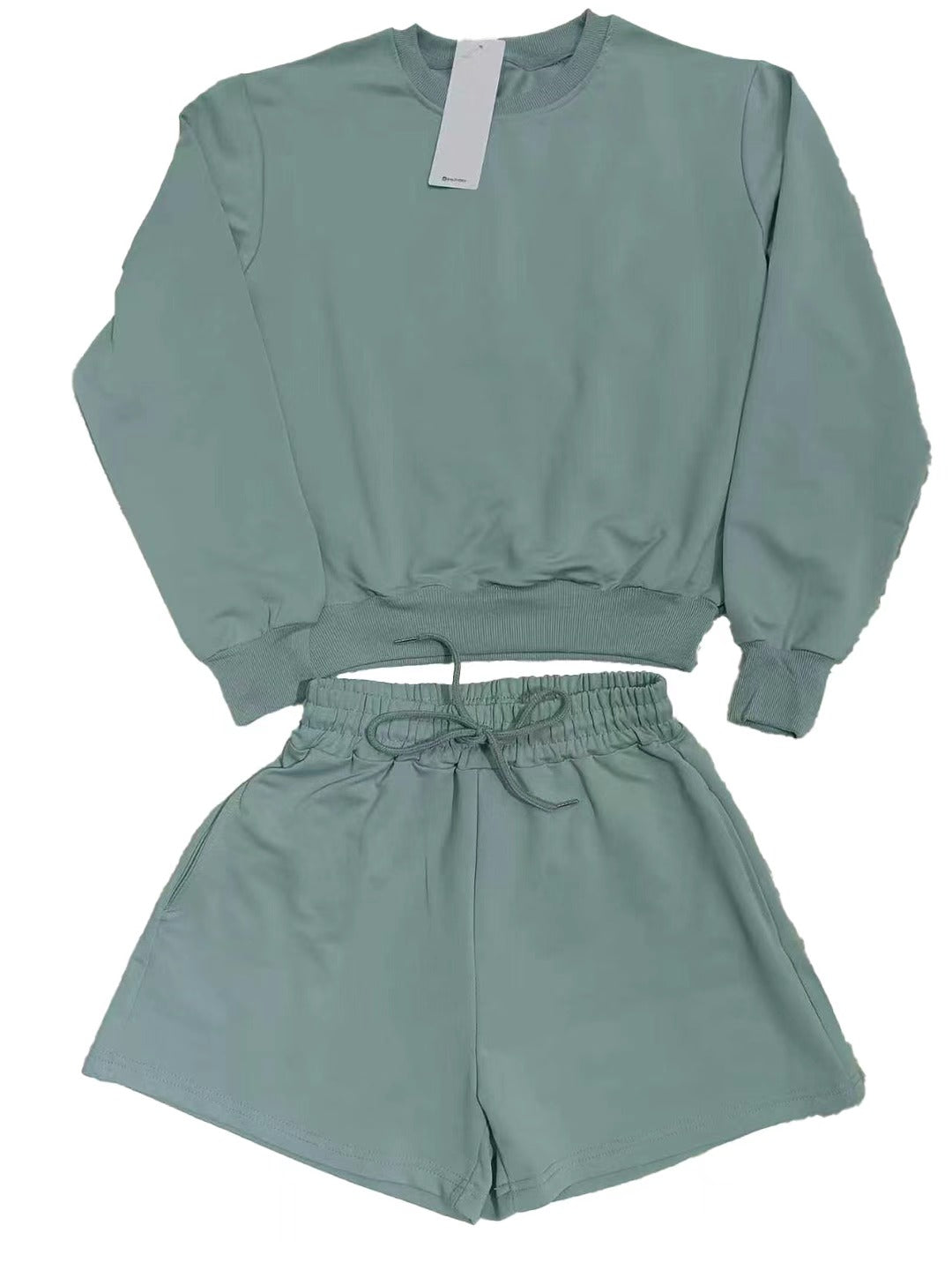 Women's Long-sleeved Sweatshirt + Shorts
