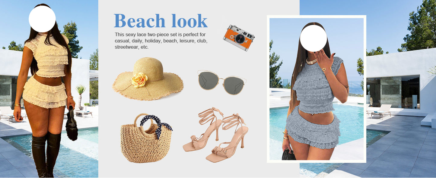 Sexy Party Lace Patch Short Sleeve  set