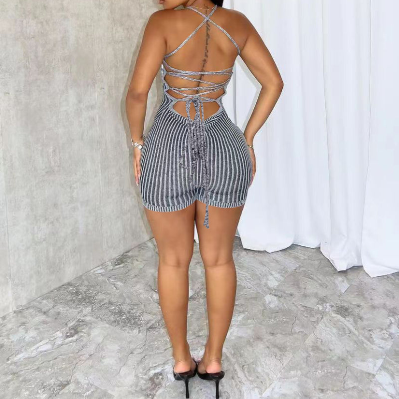 Sexy Stylish Casual Backless Knit Jumpsuit