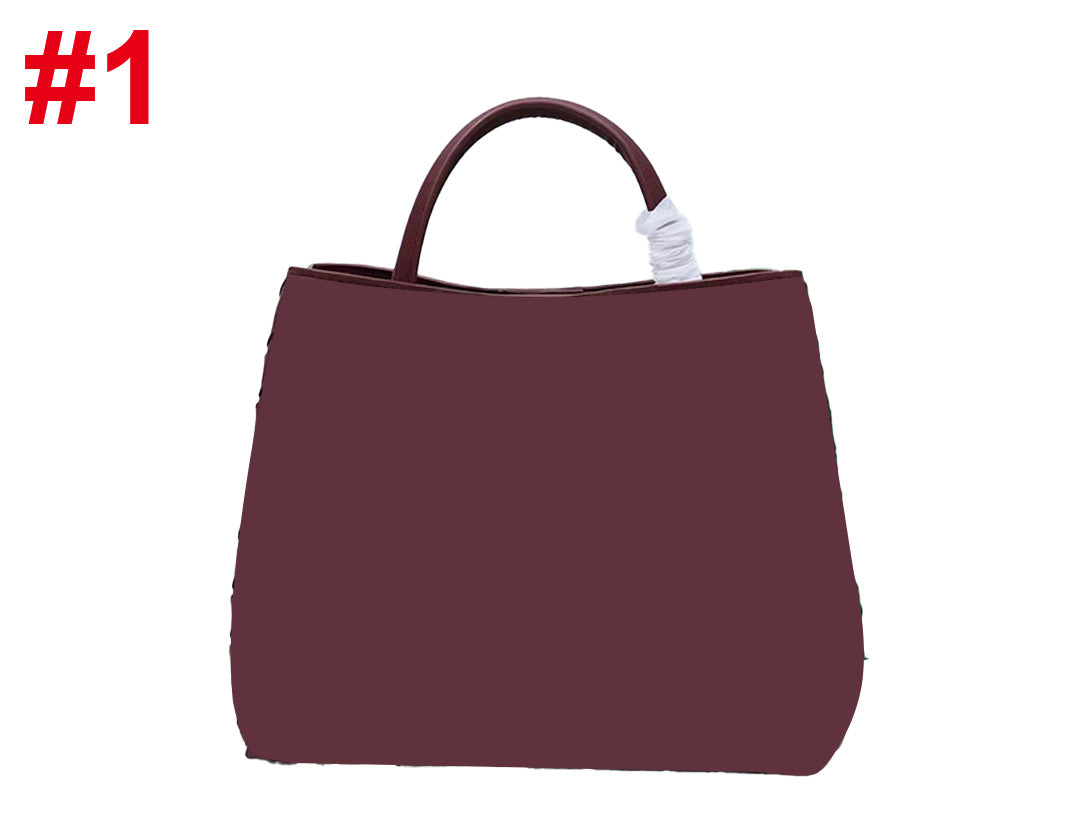 Woven leather handbag