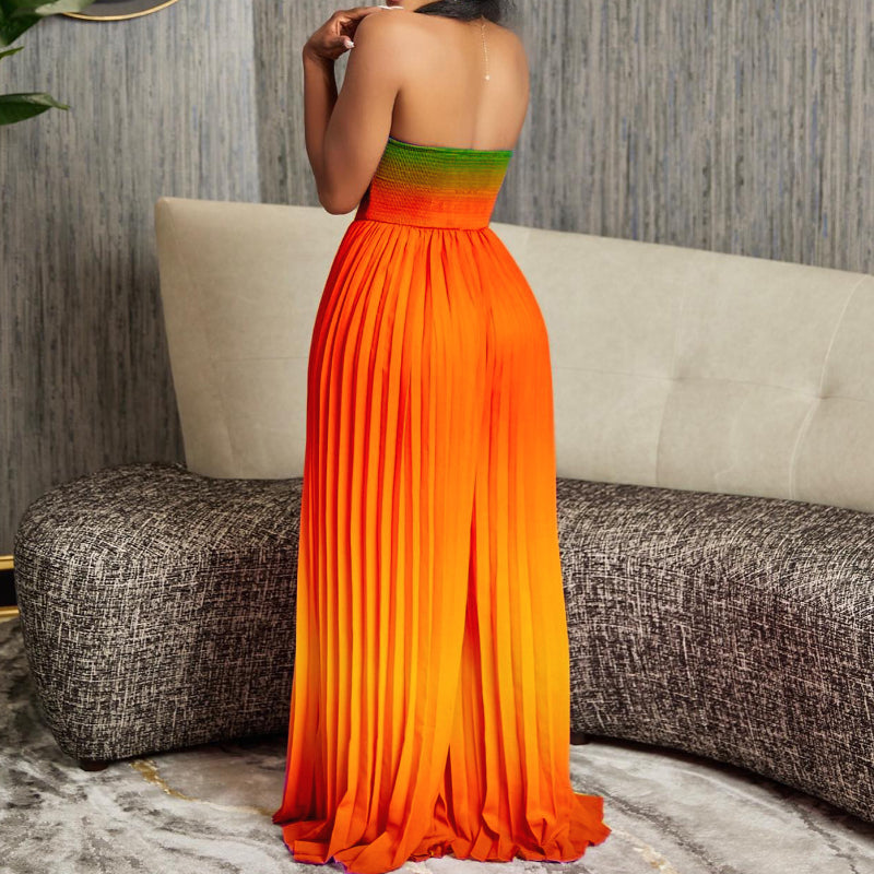 Strapless Backless Wide-Leg Jumpsuit