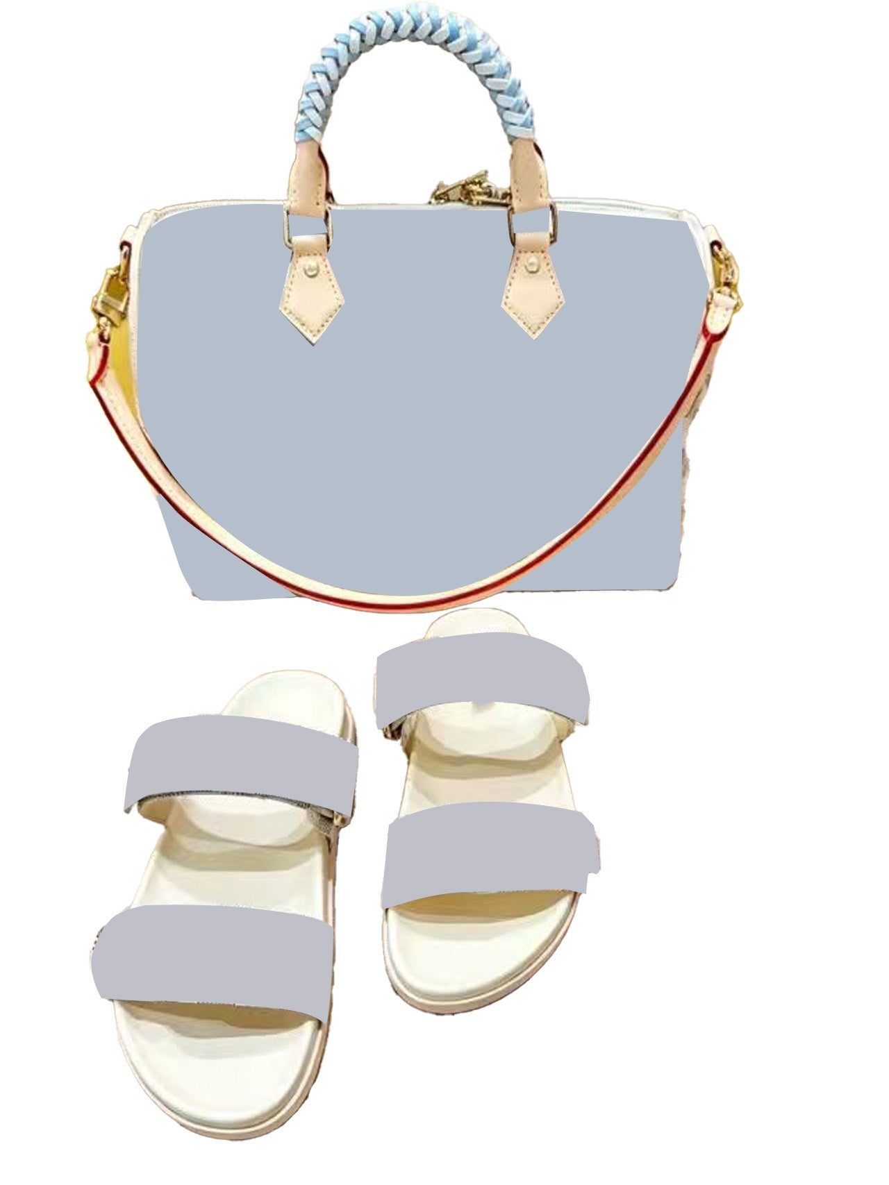 White Slippers&Bag
