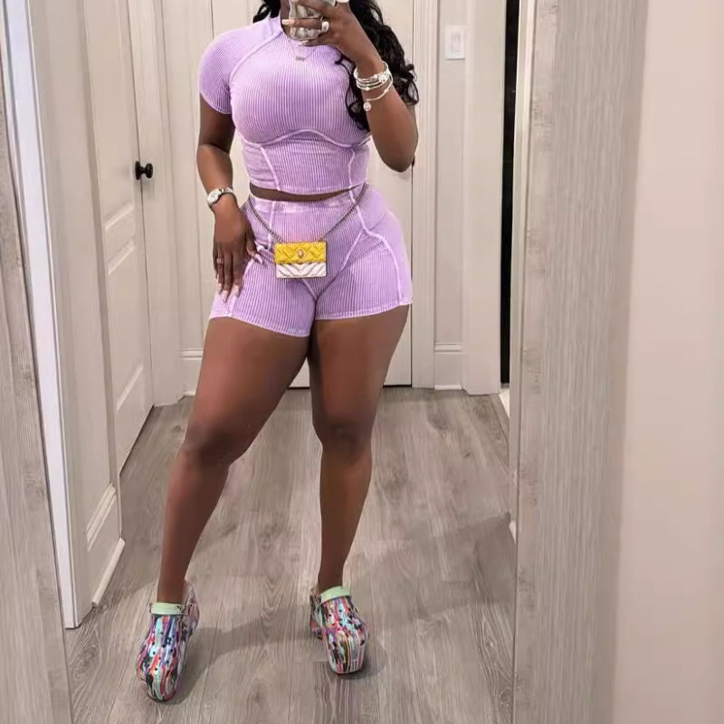 Slim-fit Short-sleeve Sportswear Set