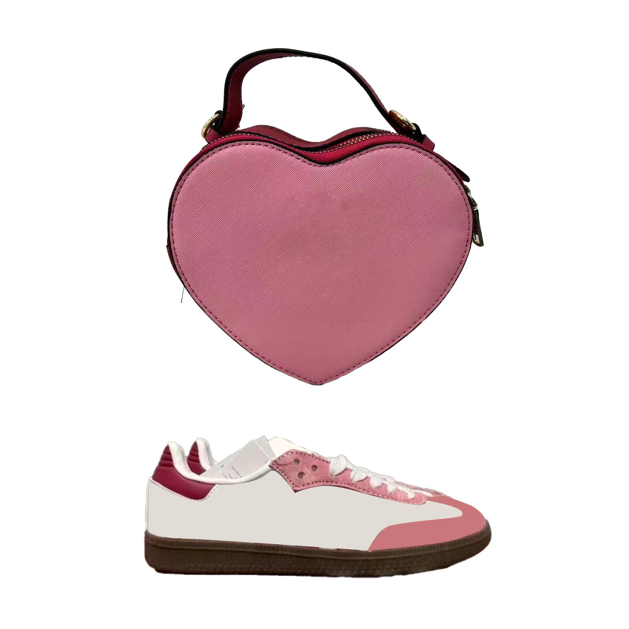 Pink Heart Women Bag& Shoes Set
