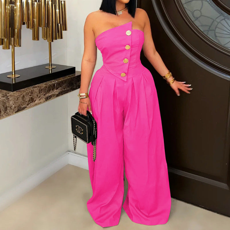 Sexy Metal buttons tube  suit