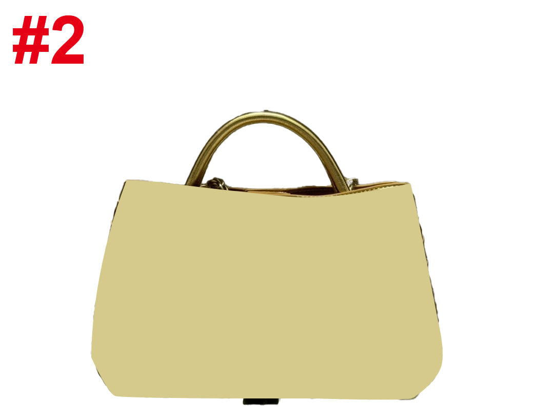 Woven leather handbag