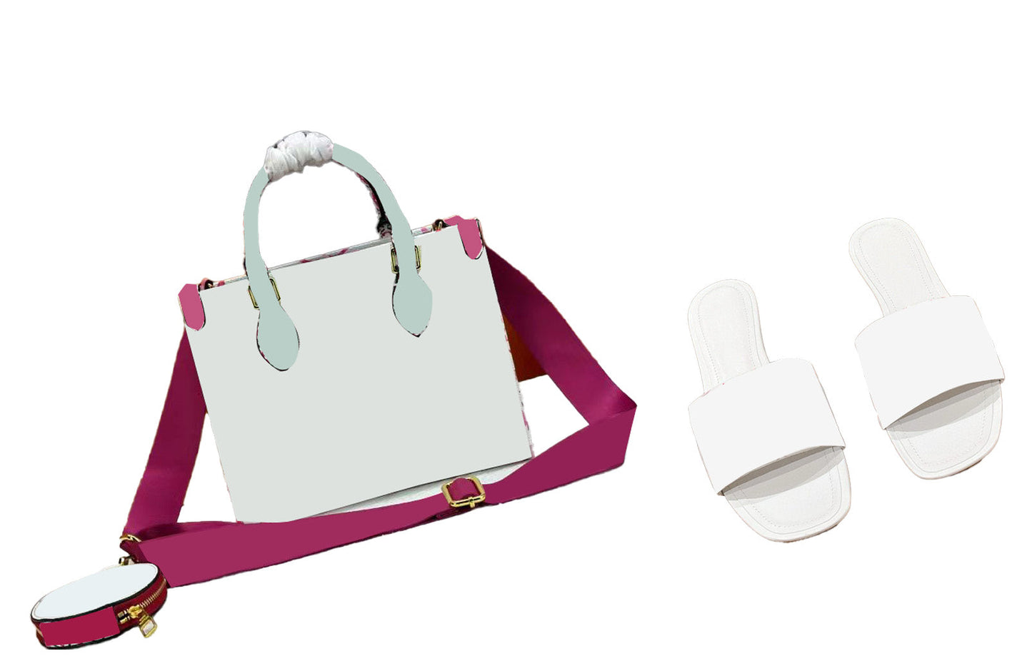 Pink&White Bag & Slippers