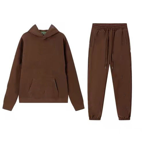 Women's Flower Fleece Sports Two Piece Suit