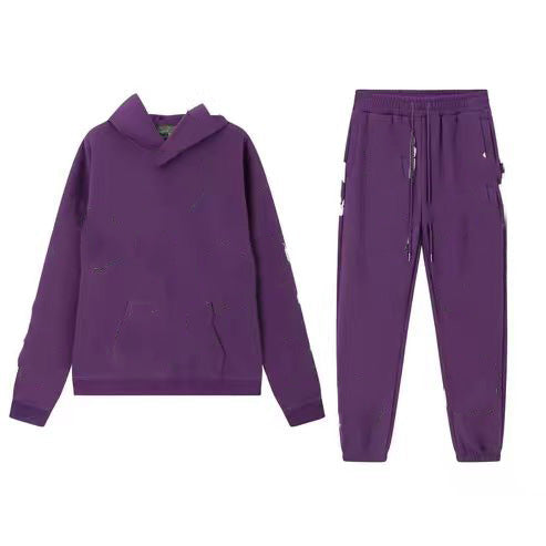 Women's Flower Fleece Sports Two Piece Suit