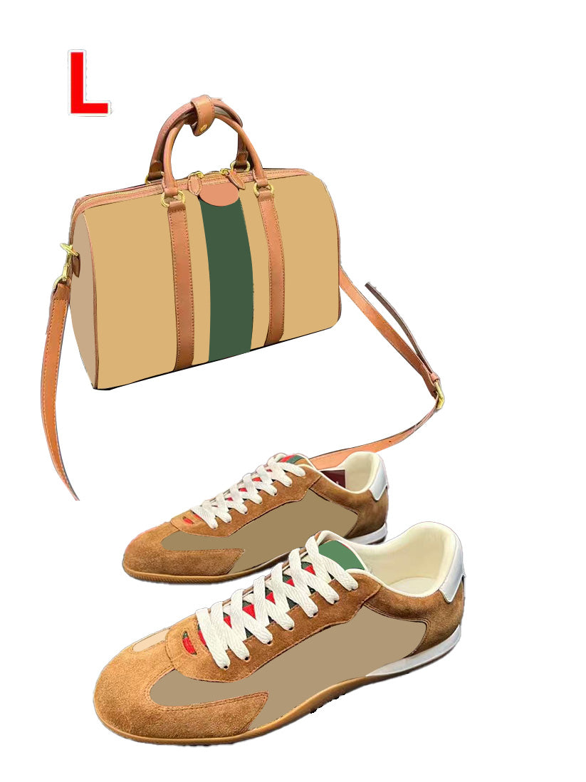 Brown Shoes And Bag Set