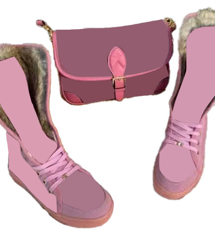 Pink Boots and Bag Set