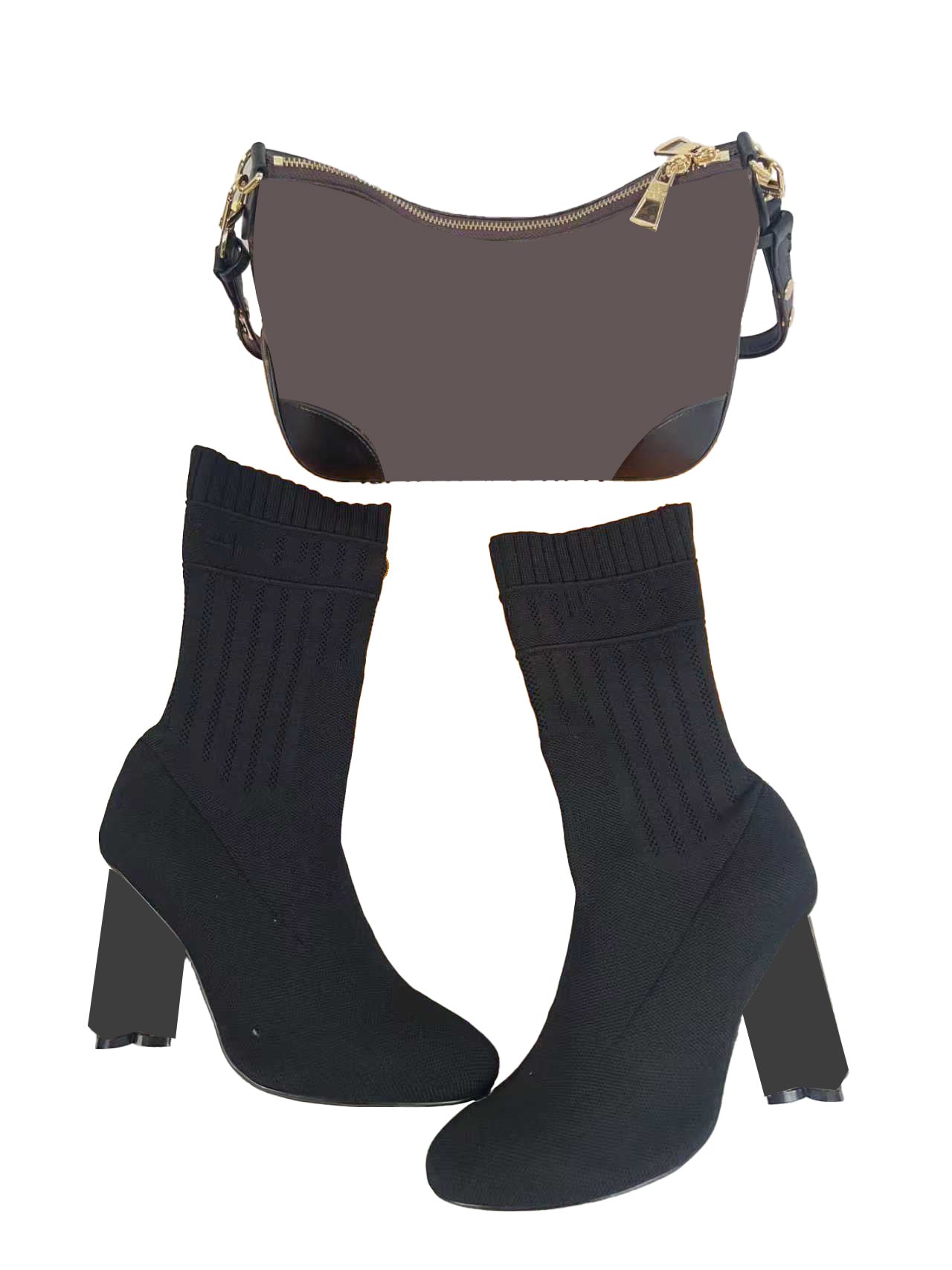 Knit Ankle Boots and Bag Set
