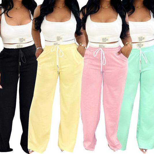 Sports tank top and drawstring wide-leg pants set