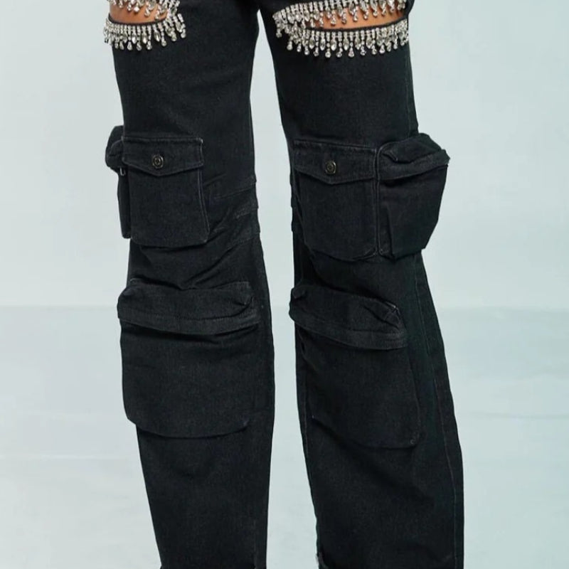 Cut-out diamond cargo pants
