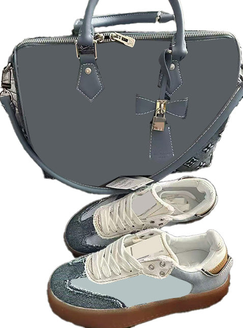 Denim Women Bag& Shoes Set