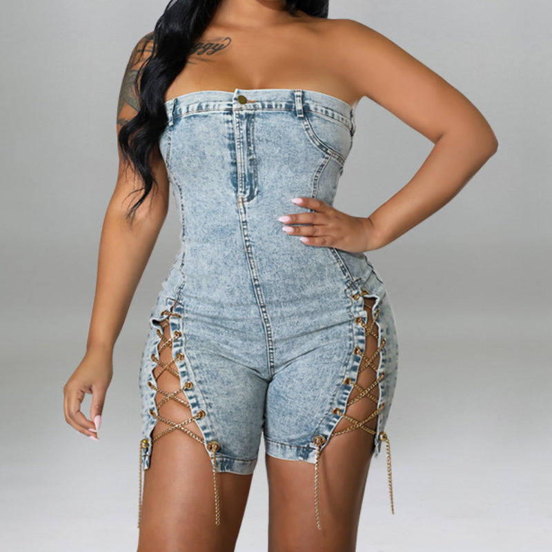 Sexy off-shoulder denim dress