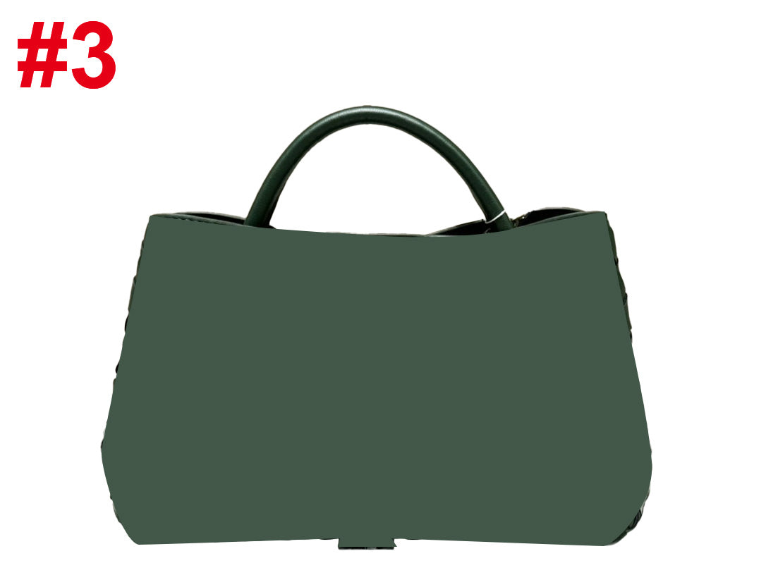 Woven leather handbag