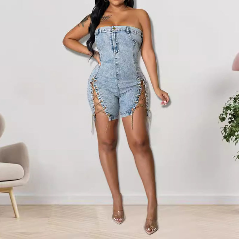 Sexy off-shoulder denim dress