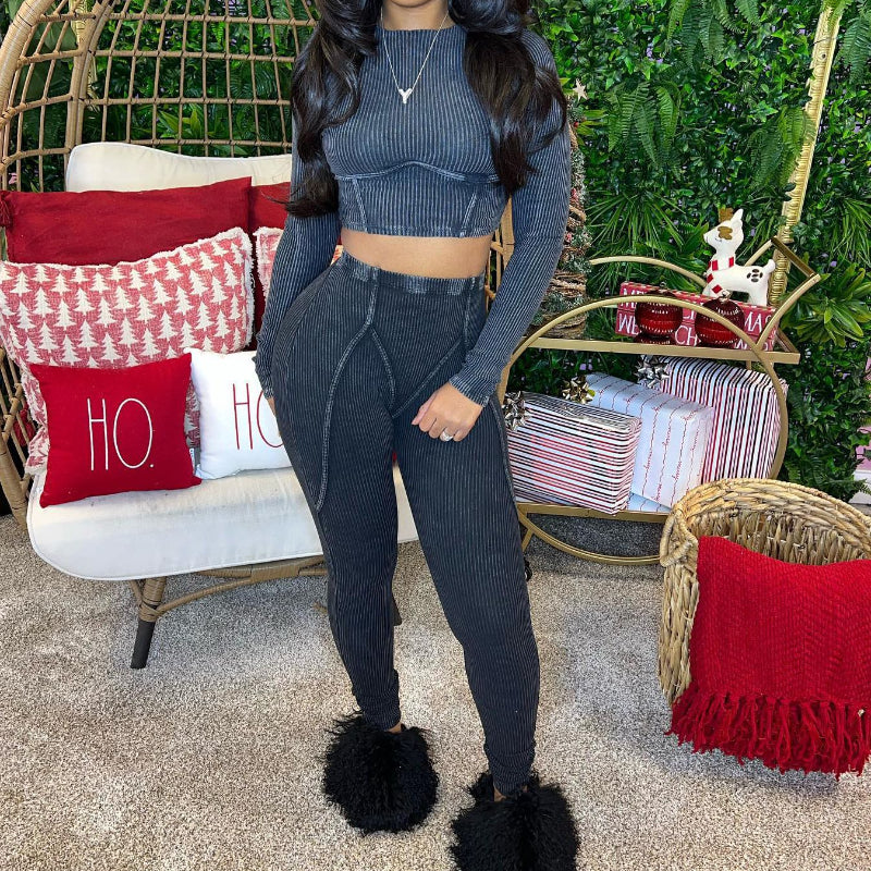 Washed-Distressed Slim-Fit Set