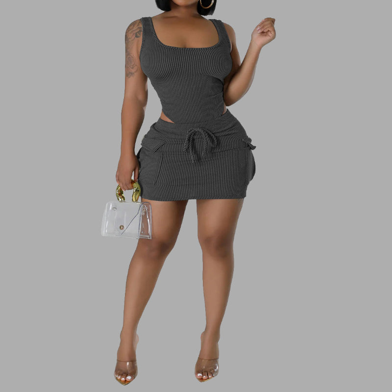 Casual Jacquard Bikini Skirt Set