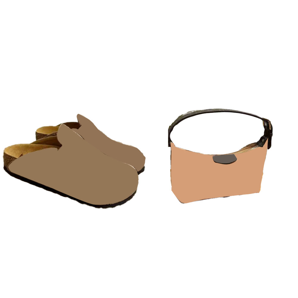 Printed Slippers And Bag