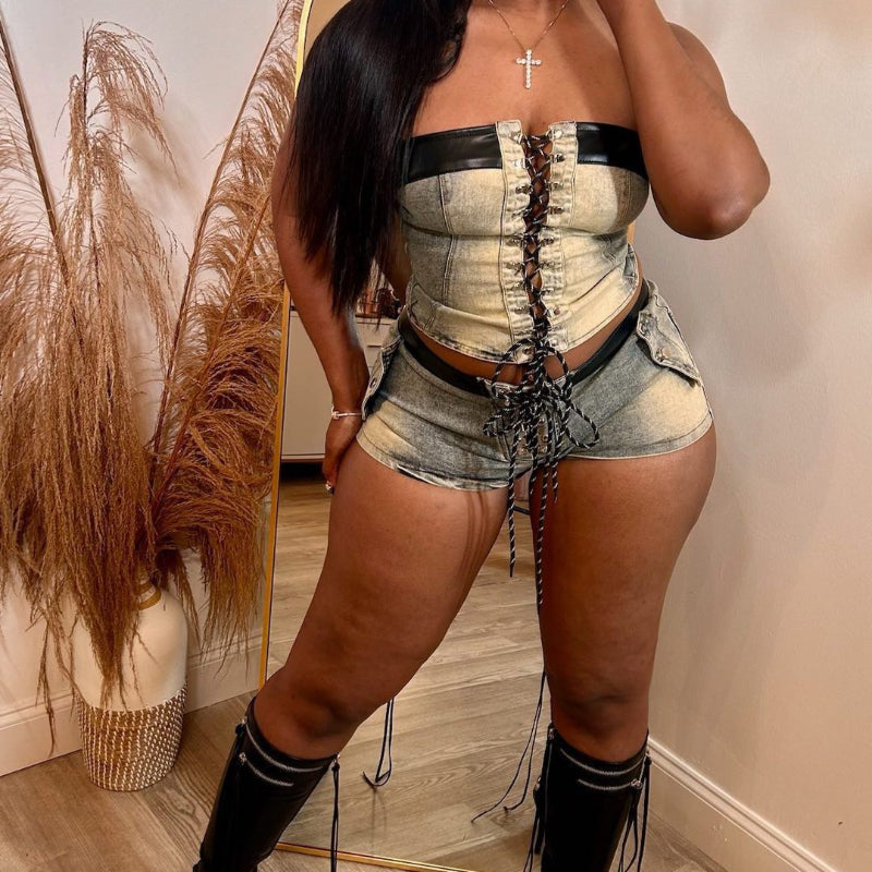 Tie-Front Bustie Stretch Set