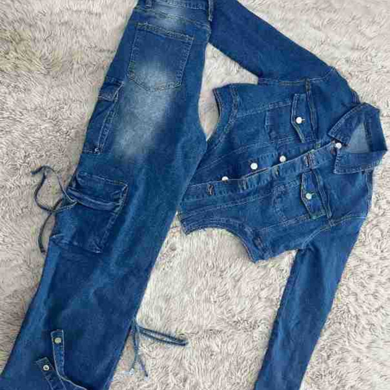Casual Washed Denim Set