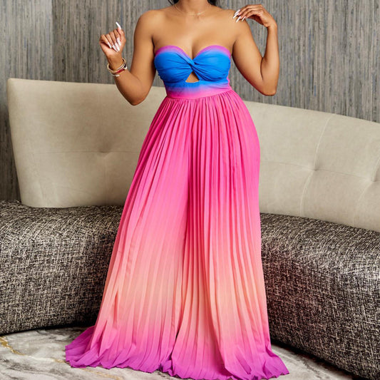 Strapless Backless Wide-Leg Jumpsuit