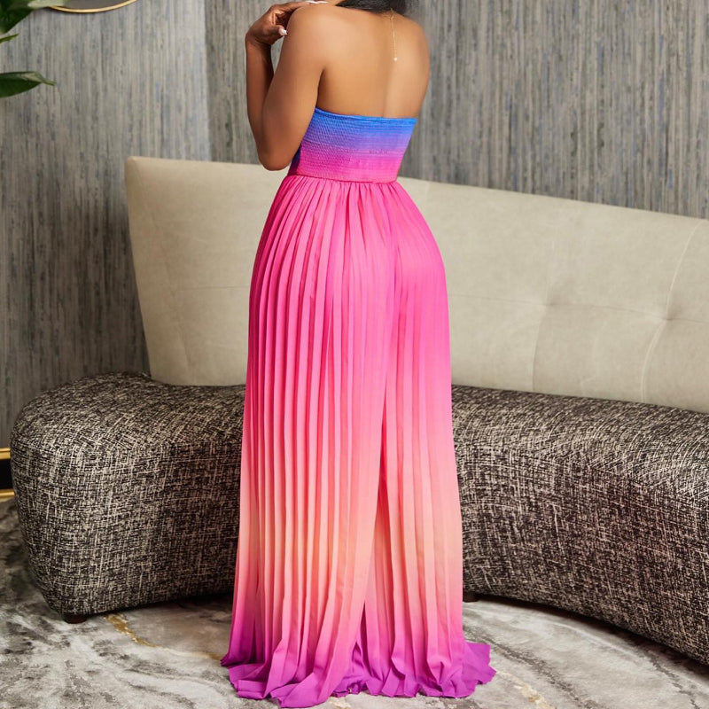 Strapless Backless Wide-Leg Jumpsuit