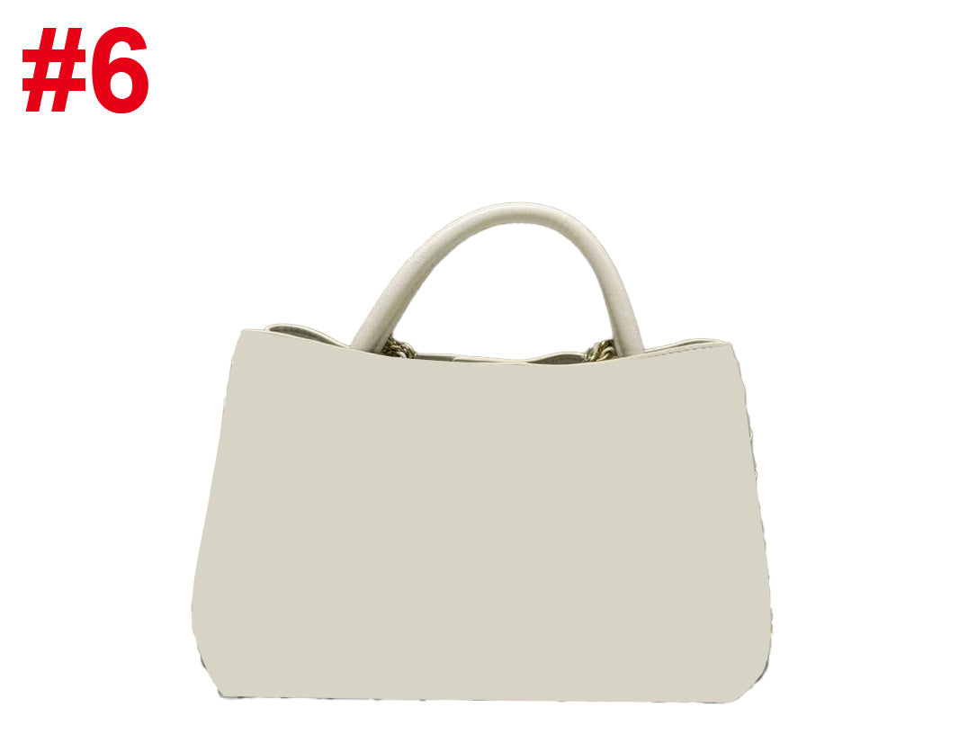 Woven leather handbag