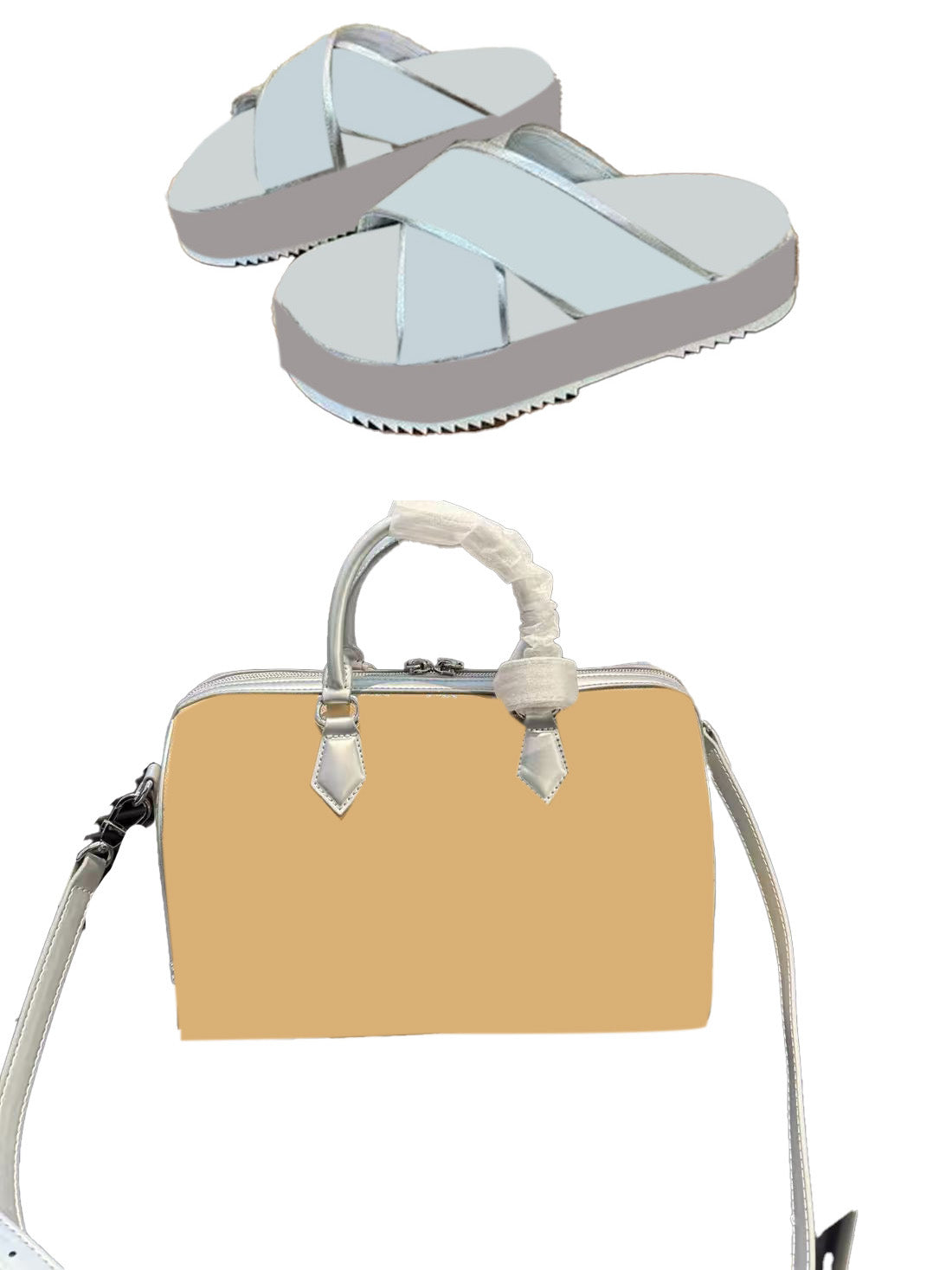 Women Speedy Bag&Silver Sandals