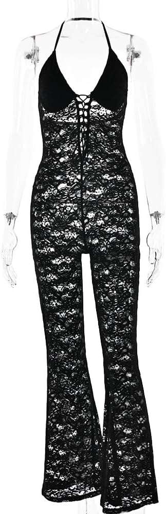 Lace Stretch See Through V Neck  Backlessoutfits