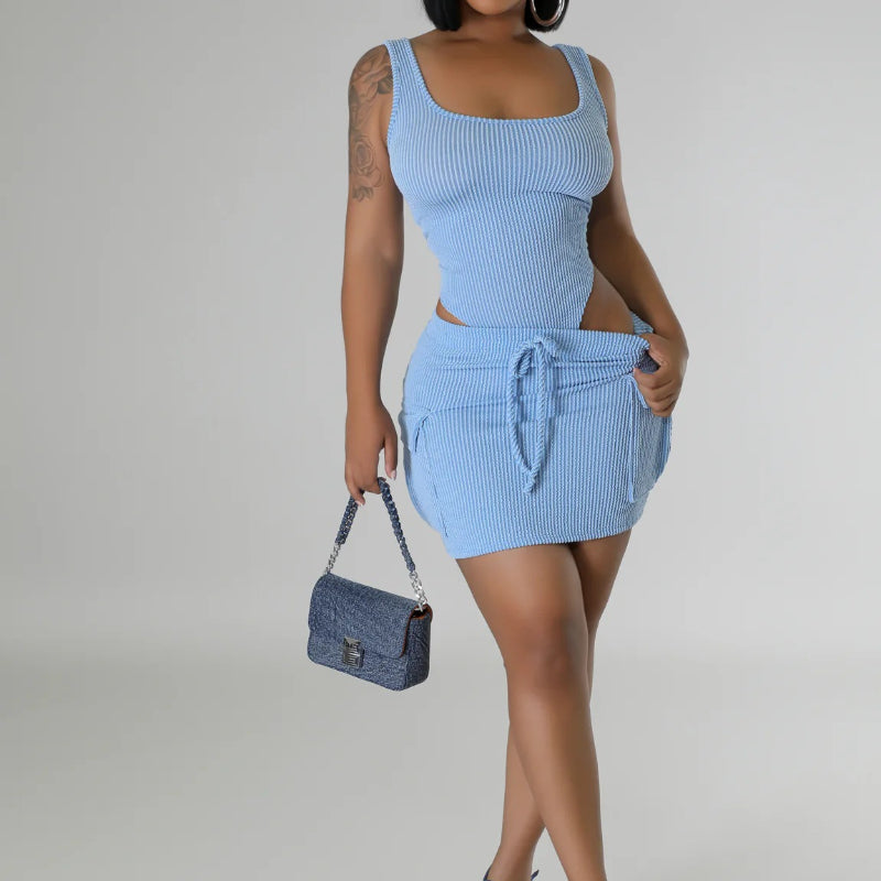 Casual Jacquard Bikini Skirt Set