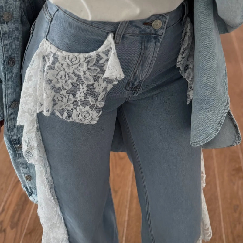 Elegance Versatile lace panelled jeans