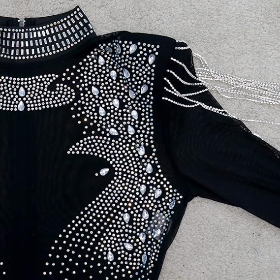 Sexy Elegant  Mesh See Through Rhinestone Jumpsuits