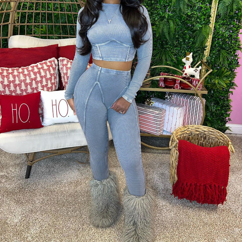 Washed-Distressed Slim-Fit Set