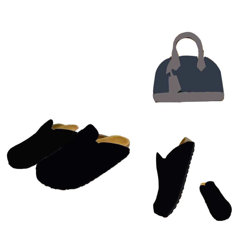 Printed Slippers And Bag