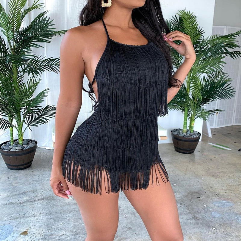 Sexy Fringe Backless Jumpsuit